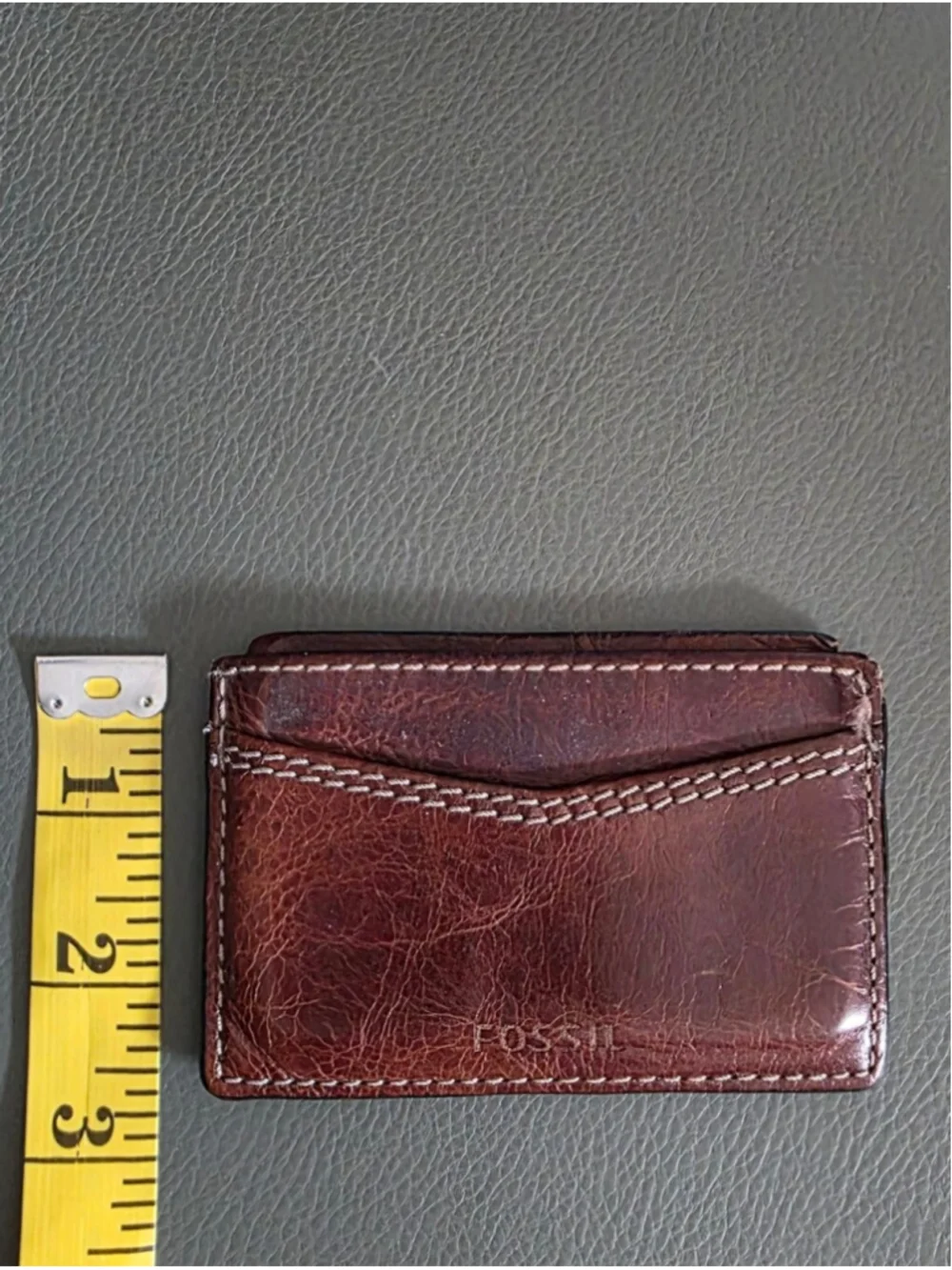 Fossil Brown Leather Money Wallet Card Holder Minimalist Front Pocket Wallet